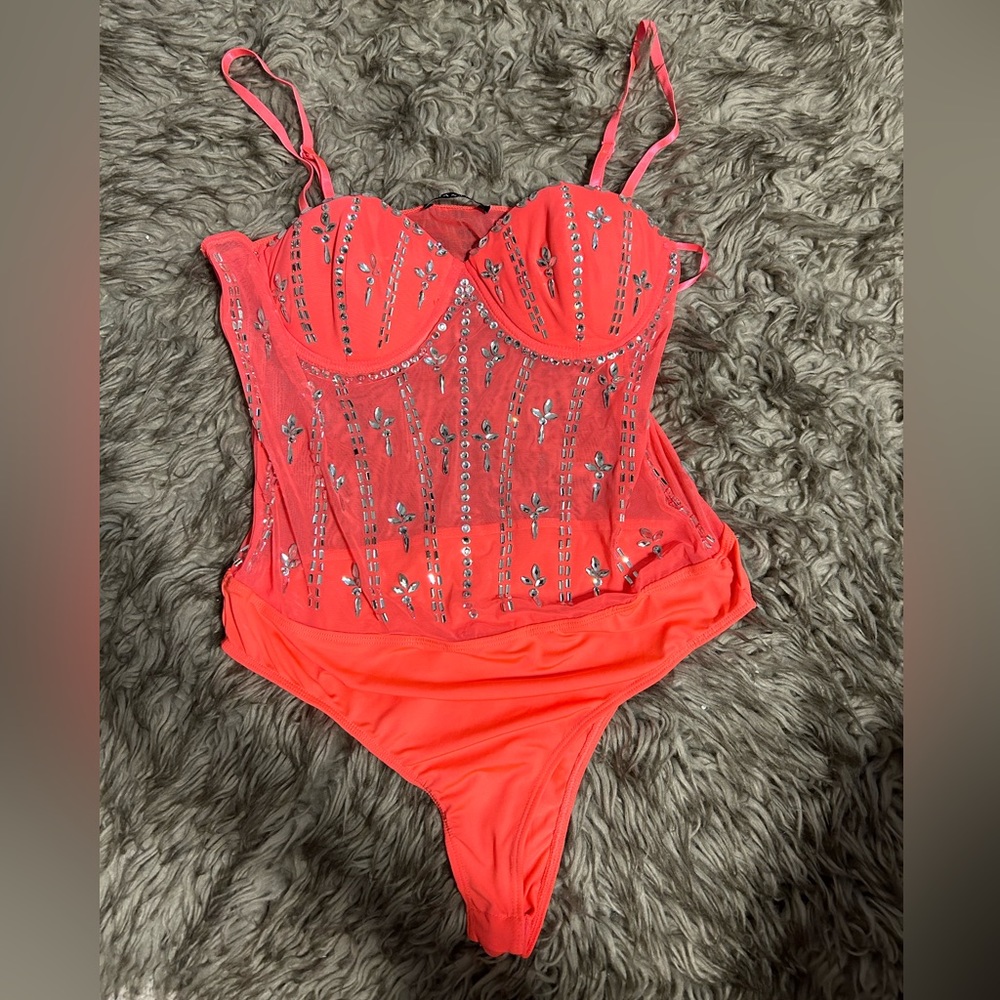 Women’s Pink Beaded Bodysuit